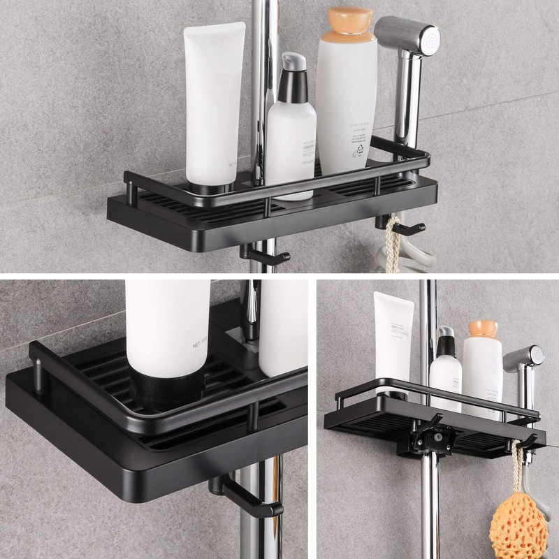 Hoomtaook Shower Shelf for Shower Rail Shower Caddy No Drilling