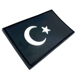 Turkey Turkish Turkey Flag Glow in the Dark PVC Airsoft Paintball Velcro Patch Cosplay Patch (Black)