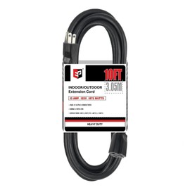 EP 10 Ft Heavy Duty Outdoor Extension Cord, 12/3 SJTW Black 3-Prong