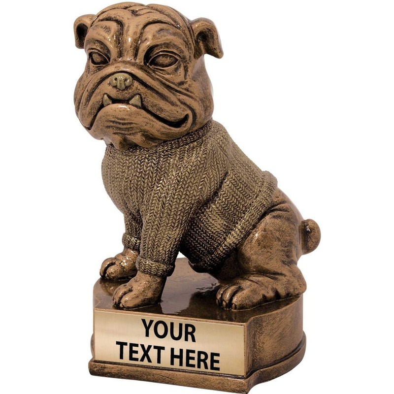 Crown Awards 4.5" Bulldog Sculpture, Custom Resin Mascot Trophies with