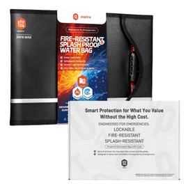 OOPTRA Fireproof Document Bag (Black) – Waterproof Zipper & Lock – for Home, Office & Travel – Holds Files, Cash, Passport, Valuables – Fire & Water Resistant