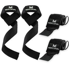 MERCURYAL Pack Straps Gym + Wrist Straps Gym for Weightlifting - Lifting Straps - Fitness Grips - Crossfit Wrist Wraps - Gym, Gym, Fitness Accessories (Black)