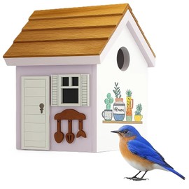 2pk XL Bluebird Houses Nesting Box for Outside - Heavy Duty Bird House - Birdhouses for Outside - Wall Tree Pole Mountable - 1.5” Hole 13/16" Thickness - Large Space Base Mesh - Tree Tie Bending