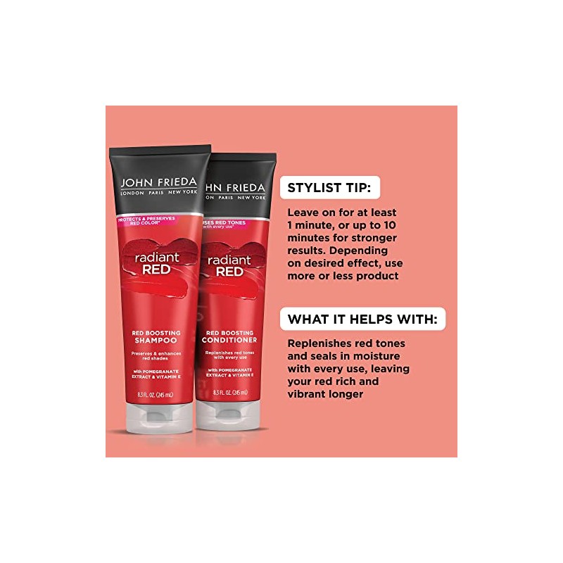John Frieda Radiant Red Red Boosting, Champú, Rojo Radiante, 8.3