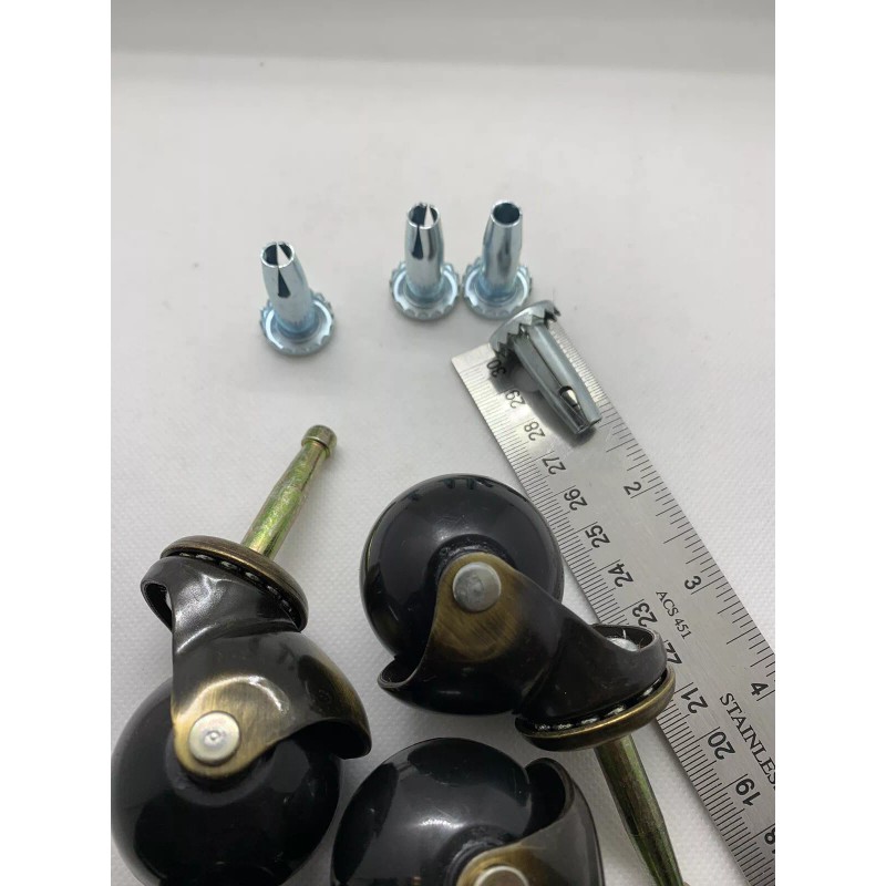 Elegent Upholstery 2" Inch black Ball Casters with Wood Stem
