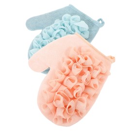 Gatuida 2pcs Double Sided Loofah Sponge Exfoliating Mitt Shower Scrubber for Deep Cleaning Soft Rough Textures for Adults Bath Tool for Men and Women