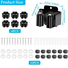 JJiaoLinin Mop Broom Holder,6 Pieces Mop Wall Mounted Clips Tools Mop Wall Mounted Hangers with Screws Broom Grab Holder for Bathroom Kitchen Office Closet Garden Garage