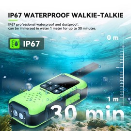 Retevis RT49P Waterproof Two Way Radio, IP67 Waterproof Floating Walkie Talkies, Rechargeable Walkie Talkies for Adults, VOX, NOAA, Flashlight, SOS, for Kayaking, Camping, Skiing 4 Pcs Green