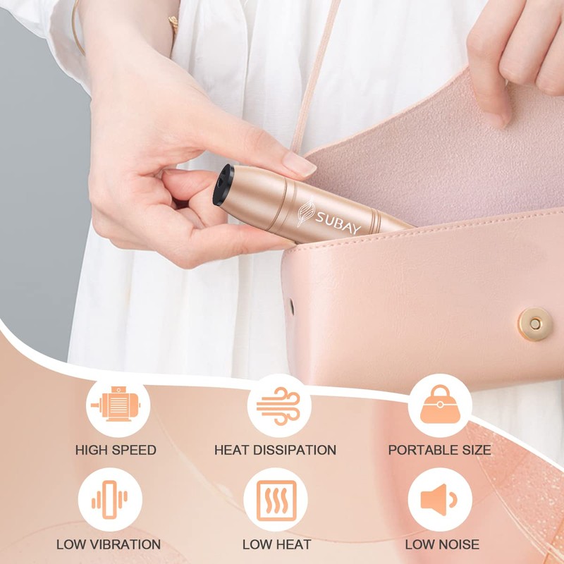 SUBAY Portable Electric Nail Drill Machine,Compact Electric Nail File for