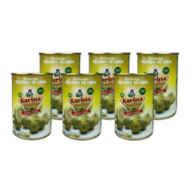 Aceitunas Karina Green Manzanilla Olives Filled with Lemon Paste Tin, Pack of 6 (6 x 120 g)