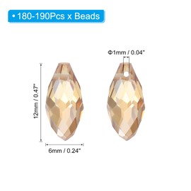 PATIKIL 2 Strands 180-190Pcs Teardrop Crystal Beads, 12x6mm Faceted Teardrop Briolette Horizontal Glass Beads Loose Bead for Bracelet Jewelry Making, Gold Tone