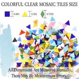 1000 Pieces Mixed Color Mosaic Tiles Mosaic Glass Pieces for Home Decoration or DIY Crafts, Triangle (Triangle,1.5 by 1.5 cm)