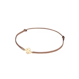 Elli Women's Clover Pendant Lucky Bracelet with Nylon in 925 Sterling Silver Gold-Plated, Sterling Silver, None