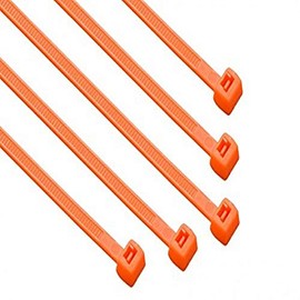 South Main Hardware 848147 8-in 100-Pack, 75-lb, Hi-Vis Orange, Standard Nylon Cable Tie, 100 Piece