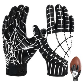 GIAMZONP Youth Football Gloves, Kids Football Receiver Gloves with Sticky Grip, Stretch Fit Football Gloves for Boys and Girls