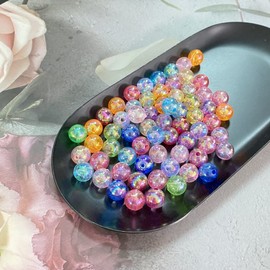 LIMAOLLY 400pcs 8mm Acrylic Round Bubble Beads AB Colorful Plastic Loose Spacer Beads for DIY Craft Making Necklace Bracelet Earring Ornament(Multicolor AB)