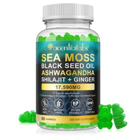 Vceeoy Sea Moss Gel, Black Seed Oil,Ashwagandha,Natural Ingredients Shilajit & Ginger Sea Moss Gummies,60 Gummies