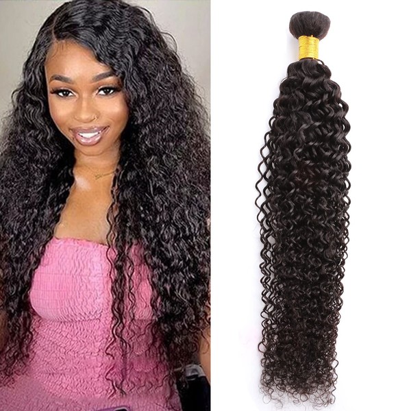 Huarisi Kinky Curly Brazilian Hair Extensions Wefts, Real Hair Curly 1 Bundle, Curly Hair Bundles Weaves 22 Inches, Long Human Hair Weft Extensions, 100 g, Real Hair, Sew-in Weaving