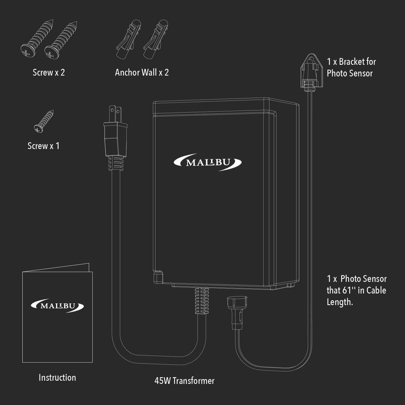 Low Voltage Transformer 45 Watt for Outdoor Landscape Lighting with
