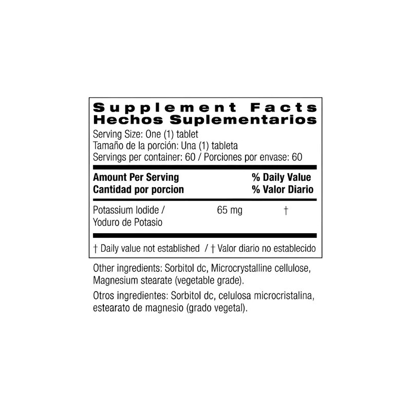 Yoduro De Potasio 65Mg 60 Tabletas Suplemento Bio Nutrition
