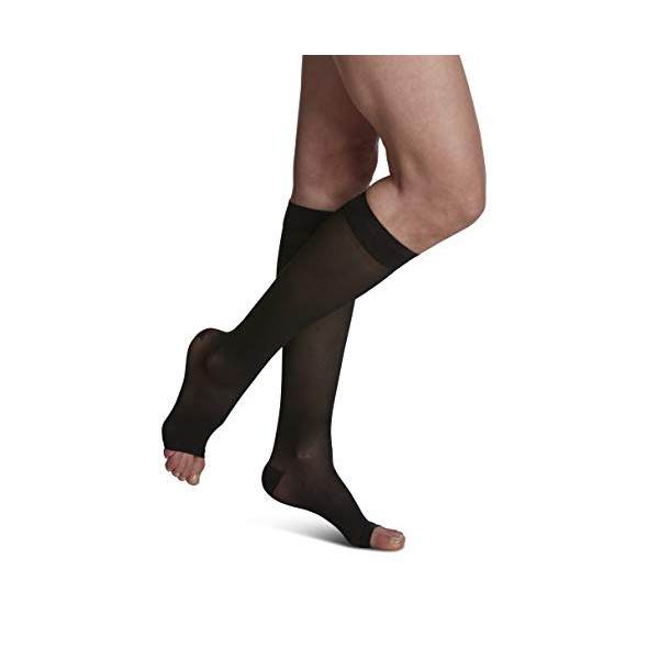 SIGVARIS Women’s Style Sheer 780 Open Toe Calf-High Socks 20-30mmHg