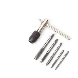 Upluckey 6 Pcs Ratchet Tap Wrench and Chuck Set, T Handle with 5 Metric M3, M4, M5, M6, M8 and Die Set, Metal Hand Tap