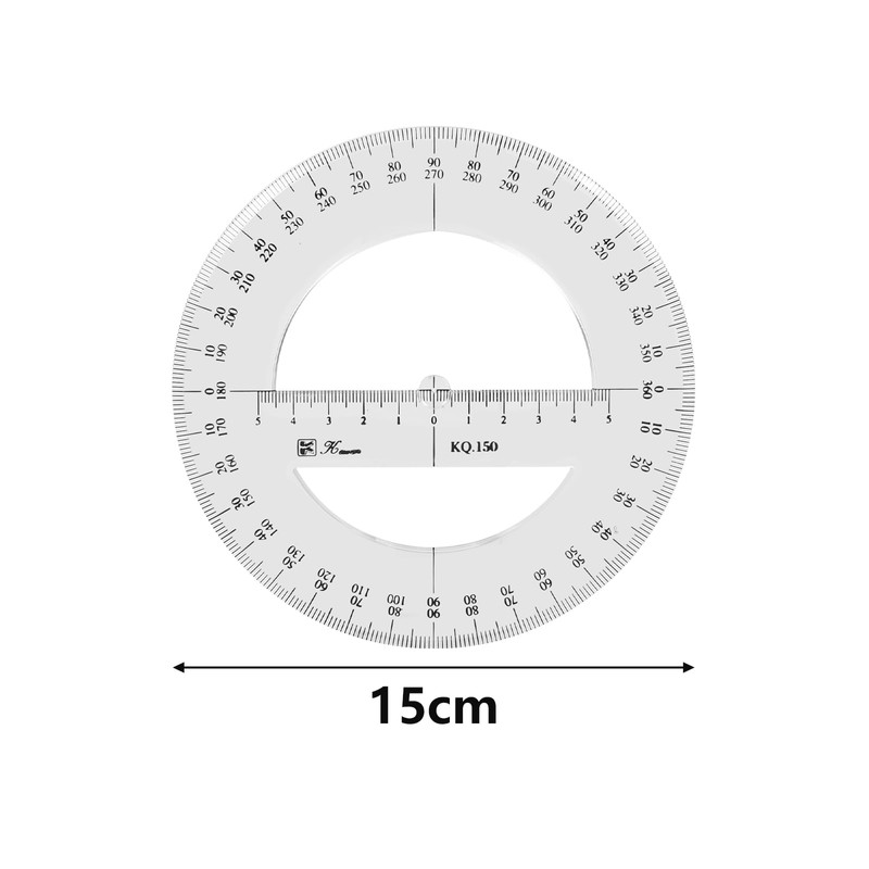 2 PCS 360 Full Circle Protractor, 15cm Plastic Math Measuring