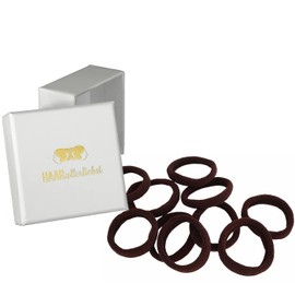HAARallerliebst Hair Bobbles Extra Soft (Pack of 10 | Dark Brown | 4 cm) with Box for Storage (Box Colour: White; Colour: Brown)