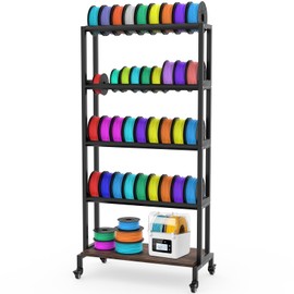 3D Printer Filament Storage Rack, 5-Tier 3D Printing Filament Metal Rack for Filament Spools PLA/ABS/TPU/Nylon, Large Capacity Heavy Duty Filament Spool Holder for 3D Printing Studio, Workshop