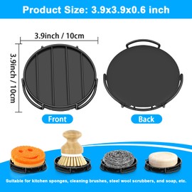 Stainless Steel Smiley Face Dish Sponge Holder, Black Sink Caddy for Kitchen Countertop, Soap Bar Dishes with Drainage, Self Draining Soap Dish Saver Shampoo Holder Tray Caddy for Scrubber