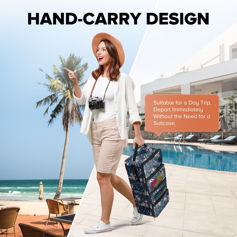 Suitcase Organizer, Travel Luggage Organizer Hanging Shelves Packing Cube Closet/Collapsible