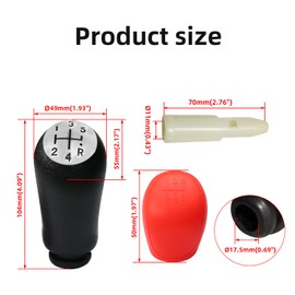 Akso Aoyupe 1Set Red, 5-Speed Manual Car Shift Knob and Decorative Cover, Suitable for Renault Compatible Fashionable Anti Slip Silicone Cover for Men and Women.