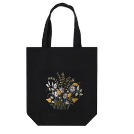 SacJkt Embroidery Set Adults, Embroidery Kit, Canvas Tote Bag, Embroidery Starter Set with Tool and Instructions, Cross Stitch Kit for Beginners Adults and Embroidery Lovers (Black-01)