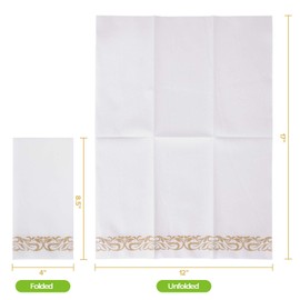 FOCUSLINE 100 Linen Feel Bathroom Napkins, Soft and Absorbent Disposable Guest Towels, Cloth-Like Paper Hand Towels Decorative Napkins for Dinners, Parties, Weddings or Events, Gold, 12" x 17"