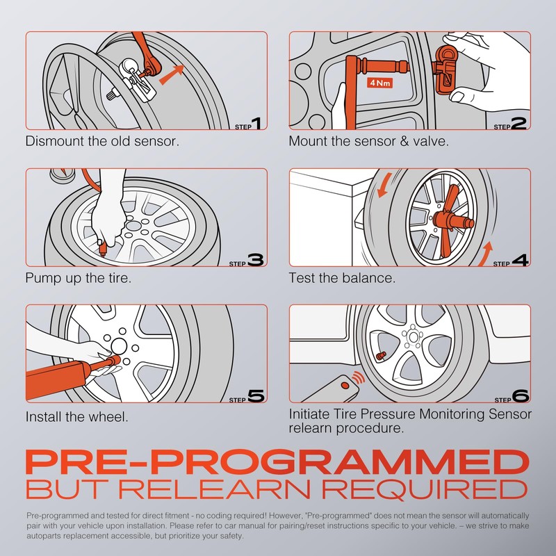 A-Premium 4PCS Pre-Programmed TPMS Sensor Tire Pressure Monitoring Sensor -