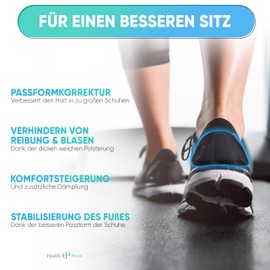 Health Press® Heel Pads - Premium Heel Protector - Shoe Insoles in Black, Grey, Beige - Non-Slip Insoles for Too Large Shoes - Heel Protection Pads Against Friction, Blisters - 3 Pairs of Insoles