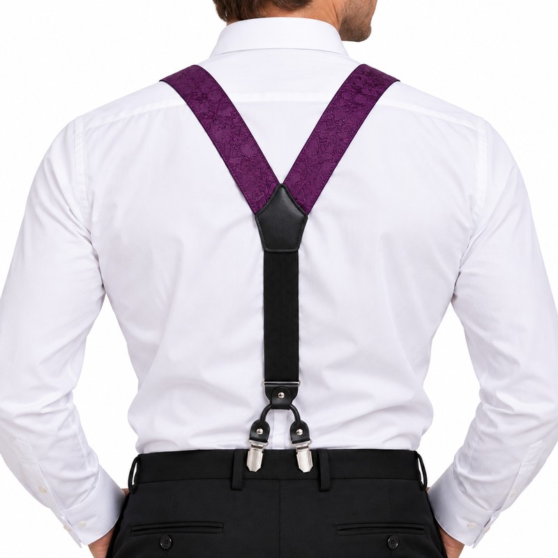 Men's Paisley Suspenders and Bow Tie Set for Formal Wear