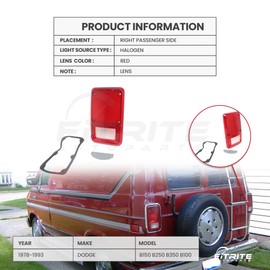 Fitrite Autoparts New Right Passenger Side Tail Light Lens For 1978-1993 Dodge Full Size Van CH2809102 4057972