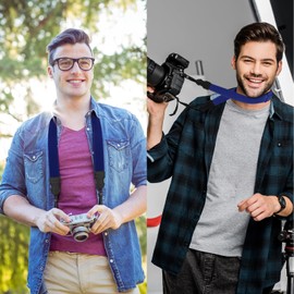 FIEIL Neck Strap Silicone Camera Straps - Padded Camera Strap, 1.5" Wide Adjustable Nylon Shoulder Strap - Compatible with Canon, Nikon, Sony, and More DSLR and Mirrorless (Prussian Blue)