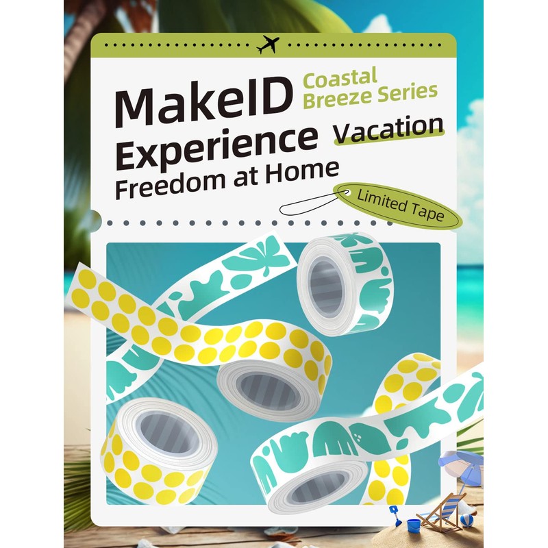MakeID Coastal Breeze Series Label Tape Compatible with Makeid Label