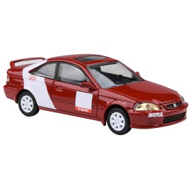 1999 for Honda Civic Si EM1 DCD 1/64 Scale Diecast Model Car 'Kanjo Livery' Red with White Stripes by Paragon Models
