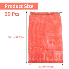 CYEER 20 PCS Net Bag, Net Woven Sacks Logs Storage Bags Potatoes Mesh Bags Onion Storage Net for Vegetables, 50x80cm