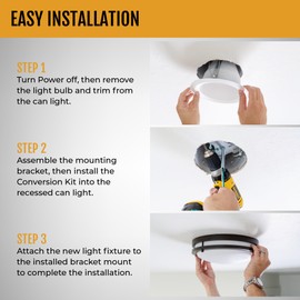 The Can Converter - R56, Recessed Can Light Conversion Kit, for Ceiling Light Fixture, Pendant Light, Hanging Light, Ceiling Fan, with 7’¾ Inch Beveled, Steel, Ceiling Medallion, Satin Nickel