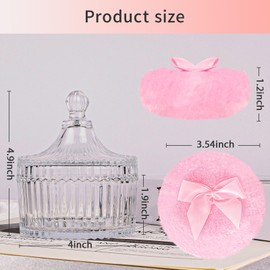 Gsteng Large Body Powder Puffs and Containers, Crystal Clear Powder Container with Soft Power Puffs, Reusable Dusting Powder Case with Washable Velvet Face Body Glitter Puffs Wet and Dry Makeup