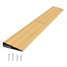 Ruedamann 1" Rise Modular Threshold Ramp for Doorways, 2200 lbs Capacity, Warm Light Wood Grain Door Threshold Ramp, Aluminum Non-Slip Door Ramps for Wheelchair, Walker, Scooter, Pets, 2 Pcs