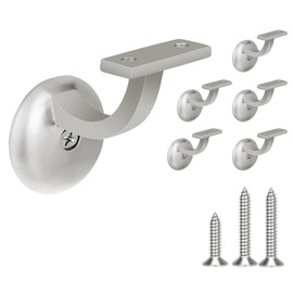 HOMOTEK 6 Pack Railing Stair Handrail Brackets for Handrail Indoor, 3" Hand Rail Brackets for Stair Railing with Screws, Stair Support for Home Buildings, Stairways Handrail, Aluminum, Satin Nickel