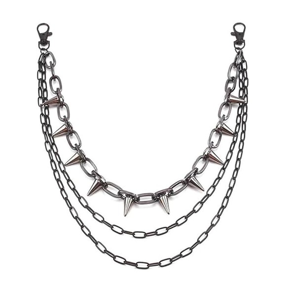 Rivet Layered Pants Chain for Women Men Punk Gothic Silver