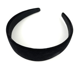 Black velvet headband soft velour hair band accessory 1.25 inch wide plain classic