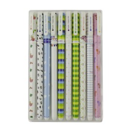 Emartbuy Pack of 10 Smooth Writing Gel Pens Fineliner Multi Colors Printed Designs Colorful Unicorn Flamingo Gel Ink Fine Tip Box Packed - Set 4