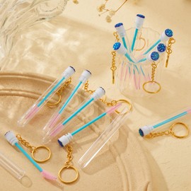 Upgrade 48 Pieces Disposable Mascara Wands Set, Include 24 Pcs Crystal Lash Spoolies Brush and 24 Pcs Reusable Keychain Empty Eyelash Brush Tubes